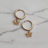 10K Yellow Gold & Sterling Silver Butterfly Huggies